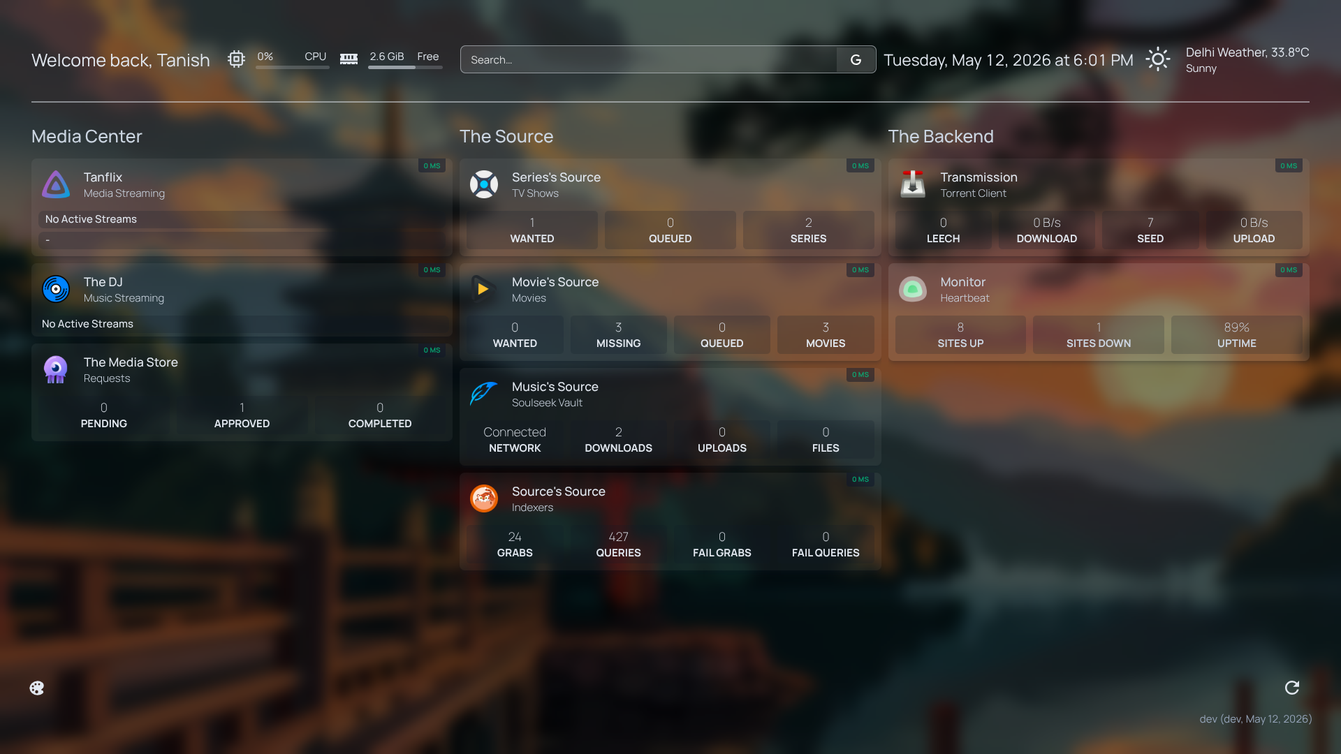 Homepage Dashboard