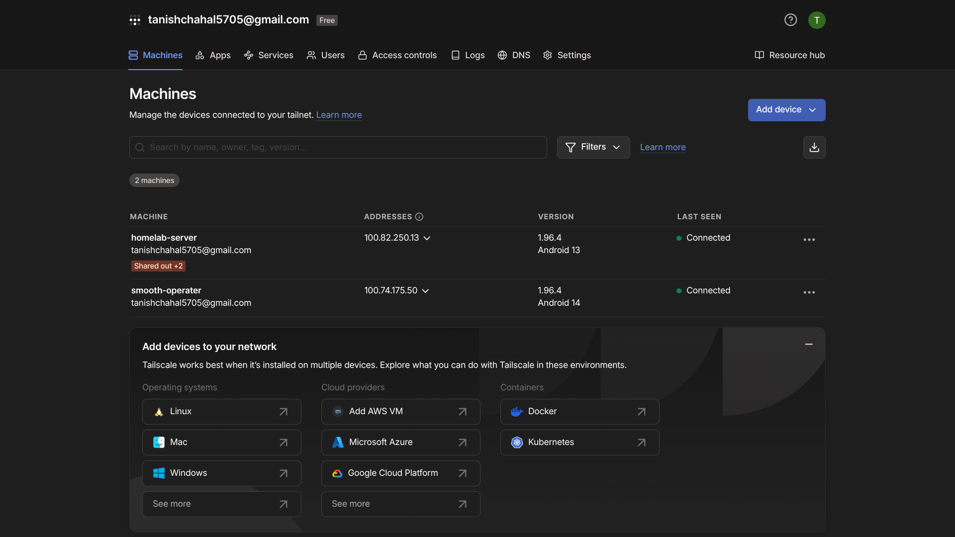Tailscale Admin Panel